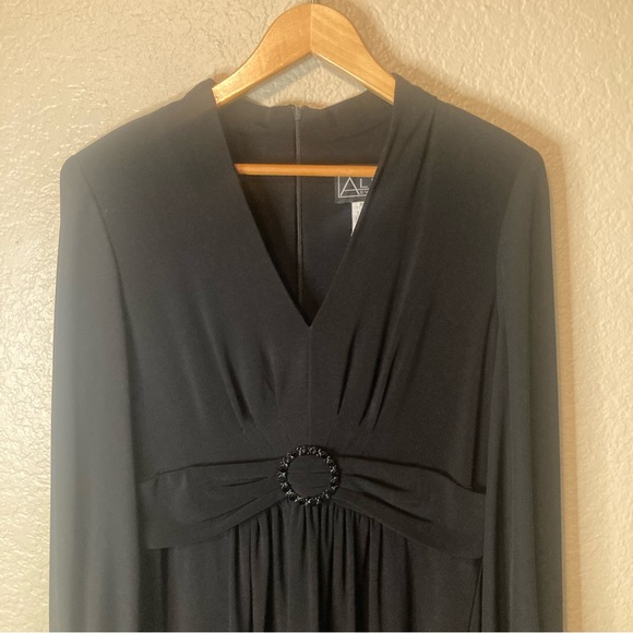 Alex Evenings Womens 10 Black Long Sleeve Gown Maxi Dress Formal Wedding $129 - Picture 12 of 16